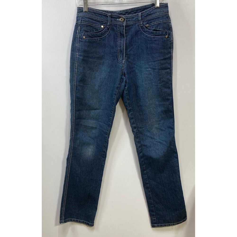 Womens Size 8‎ Denim Jeans Embellished Pockets Dark Wash Casual